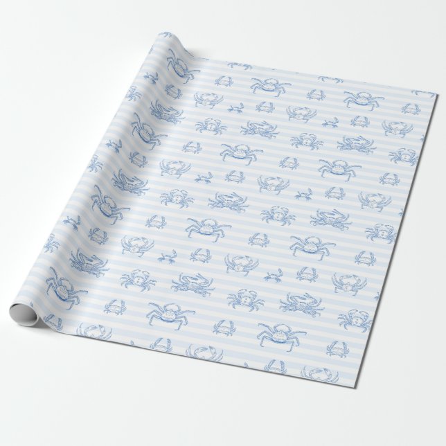 Papel De Presente Padrão de Animais Marinhos em Aquarela (Desenrolado)
