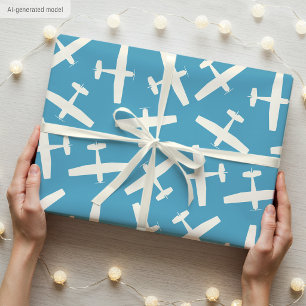 Papel De Presente Padrão de Aniversário da Aeronave na moda
