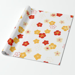 Papel De Presente Padrão de Ano Novo da Flor Chinesa de Plum Bossom