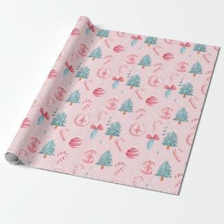 Papel De Presente "Padrão de Apreciação de Natal do Candy Cane"