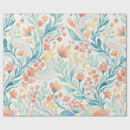 Papel De Presente Padrão de Aquarela Botânica 2026