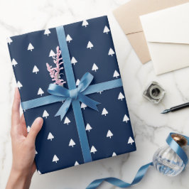 Papel De Presente Padrão de Aquarela da Árvore Inverna Indigo