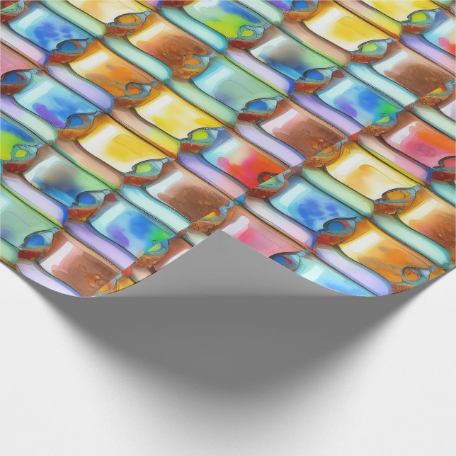 Papel De Presente Padrão de Aquarela da Taça de Café (Ponta)