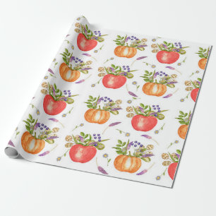Papel De Presente Padrão de aquarela das composições do outono