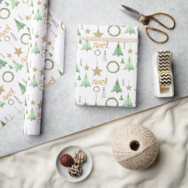 Papel De Presente Padrão de Aquarela das Estrelas Coloridas de Ouro