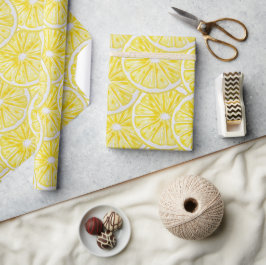 Papel De Presente Padrão de Aquarela das fatias de limão