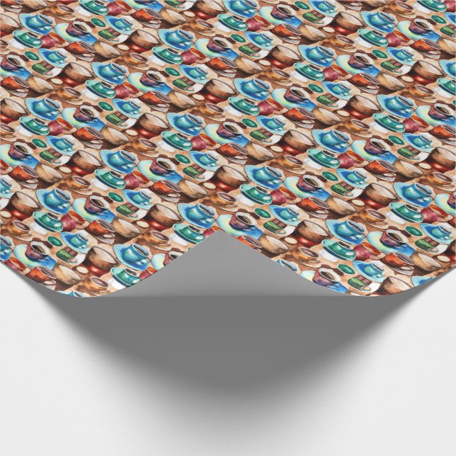 Papel De Presente Padrão de Aquarela de Café Morning (Ponta)