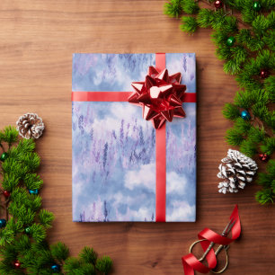 Papel De Presente Padrão de aquarela de campo de lavanda azul celest