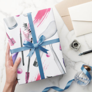 Papel De Presente Padrão de Aquarela de Cosméticos