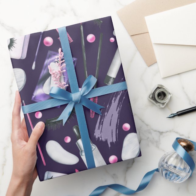 Papel De Presente Padrão de Aquarela de Cosméticos (Presentear)