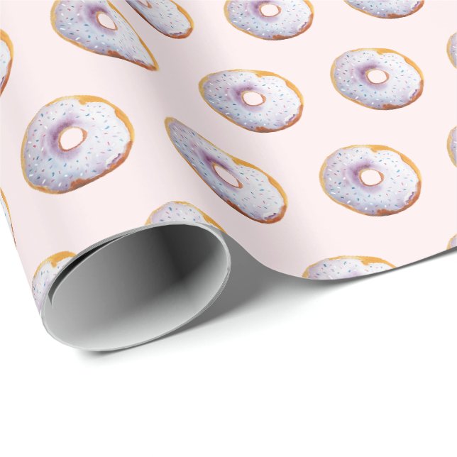Papel De Presente Padrão de Aquarela de Donut Fofo (Ponta do rolo)