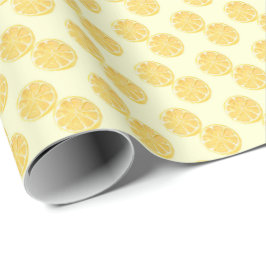 Papel De Presente Padrão de Aquarela de Fatia de Limão Amarelo Suave