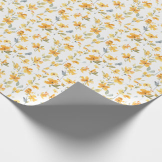 Papel De Presente Padrão de Aquarela de Flor Amarelo