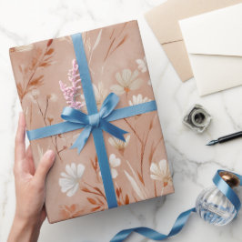 Papel De Presente Padrão de Aquarela de Flor Silvestre em Tons Terro