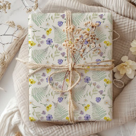 Papel De Presente Padrão de aquarela de flores silvestres modernas e