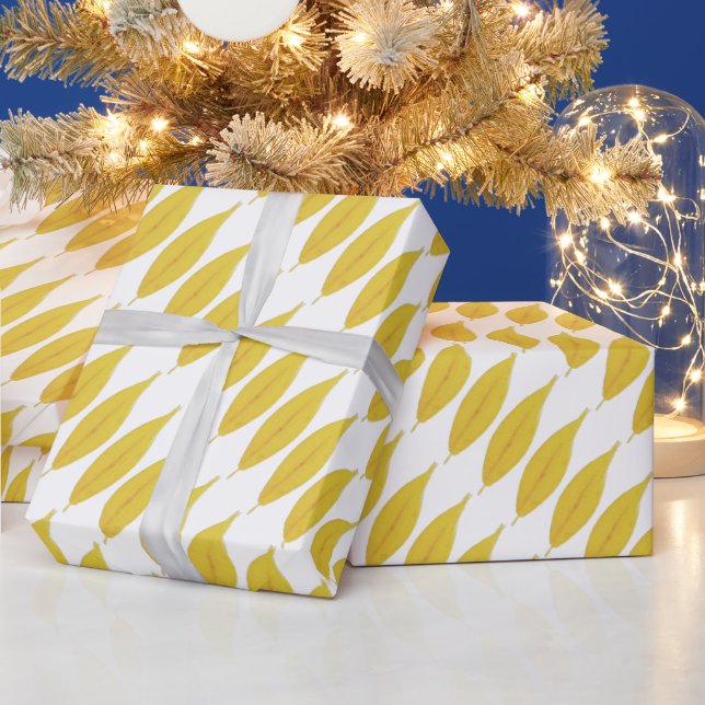 Papel De Presente Padrão de Aquarela de Folha Amarela (Feriados)