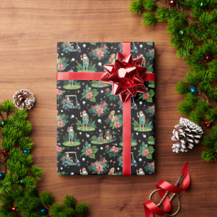 Papel De Presente Padrão de Aquarela de Golfe de Natal de Verão