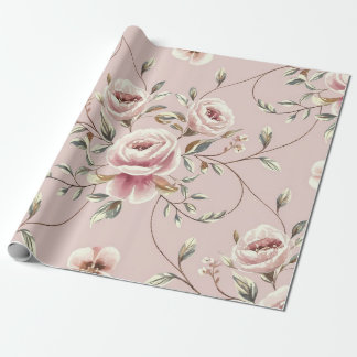 Papel De Presente Padrão de Aquarela de Ivory Elegance