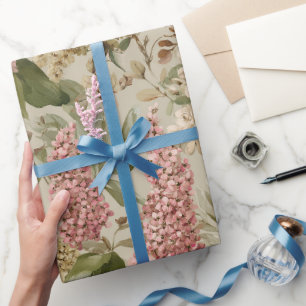 Papel De Presente Padrão de aquarela de jardim cor-de-rosa elegante