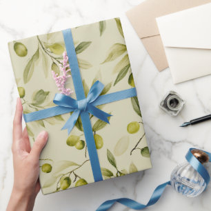 Papel De Presente Padrão de aquarela de oliveira bege suave