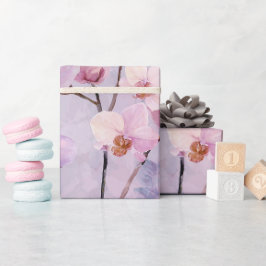 Papel De Presente Padrão de aquarela de orquídea rosa lilás suave ch