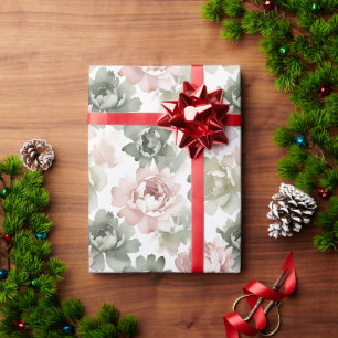 Papel De Presente Padrão de aquarela de peônia em pastel suave