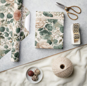 Papel De Presente Padrão de aquarela de rosa empoeirada elegante de