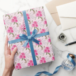 Papel De Presente Padrão de Aquarela de Rosas Rosa Maravilhosas