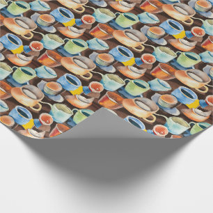 Papel De Presente Padrão de Aquarela do Café em Abstrato