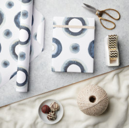 Papel De Presente Padrão de aquarela dourada azul marmoreado