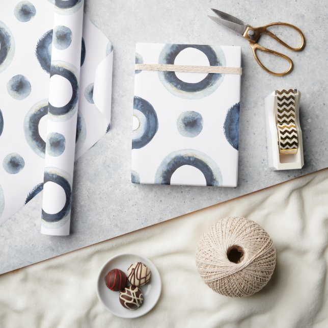 Papel De Presente Padrão de aquarela dourada azul marmoreado (Artesanato)