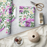 Papel De Presente Padrão de Aquarela Floral de Verão Fresco<br><div class="desc">Cores d'água pintadas à mão</div>
