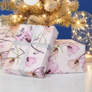 Papel De Presente Padrão de aquarela floral elegante