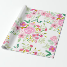 Padrão de aquarela floral verde-rosa moderno
