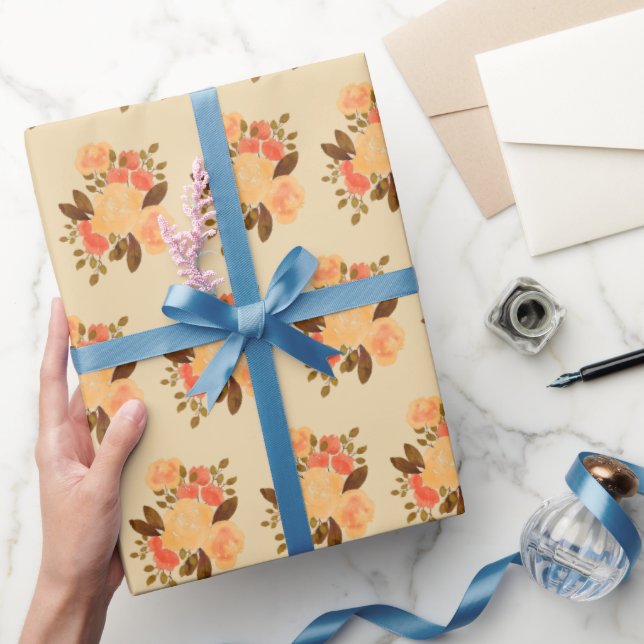 Papel De Presente Padrão de Aquarela floral vítreo (Presentear)