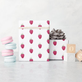 Papel De Presente Padrão de Aquarela Pintado à Mão com Frambosas