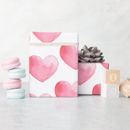 Papel De Presente Padrão de Aquarela Rosa Coração