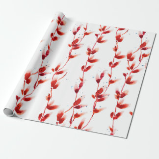 Papel De Presente Padrão de aquarela sem costura com salgueiro marin