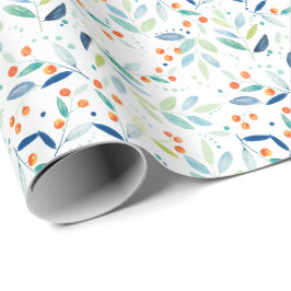Papel De Presente Padrão de Aquarelas de Pastel de Cores Botânicas