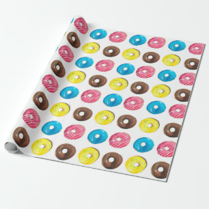 Papel De Presente Padrão de aquarelas sem costura com rosquinhas pe