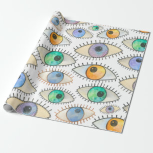 Papel De Presente Padrão de aquarelas sem costura do olho humano la