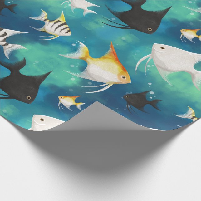 Papel De Presente Padrão de Aquário de Angelfish (Ponta)