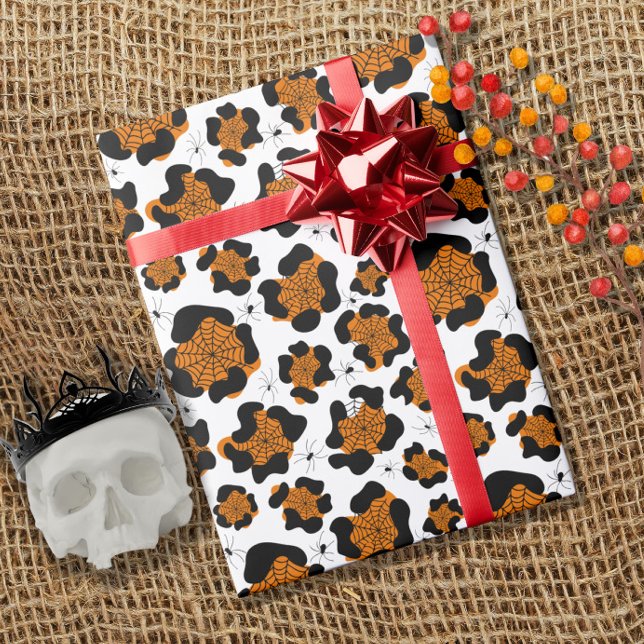 Papel De Presente Padrão de aranha de impressão de leopardo laranja  (Criador carregado)