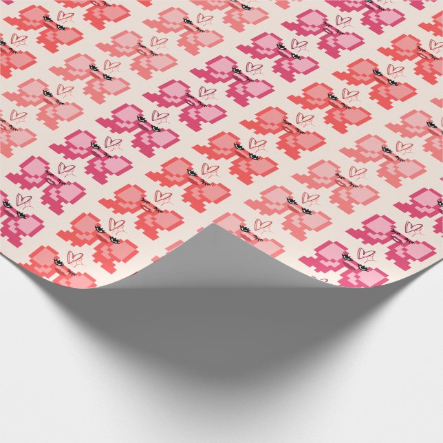 Papel De Presente Padrão de Arco de Pixel em Saltos Altos (Ponta)