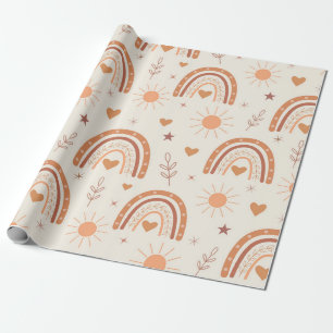 Papel De Presente Padrão de arco-íris boho em terracota