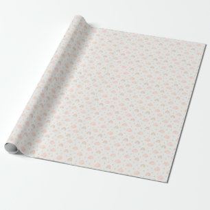 Papel De Presente Padrão de Arco-íris e Nuvens Cor-de-Rosa