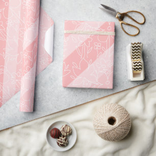Papel De Presente Padrão de arco-íris floral cor-de-rosa-branca