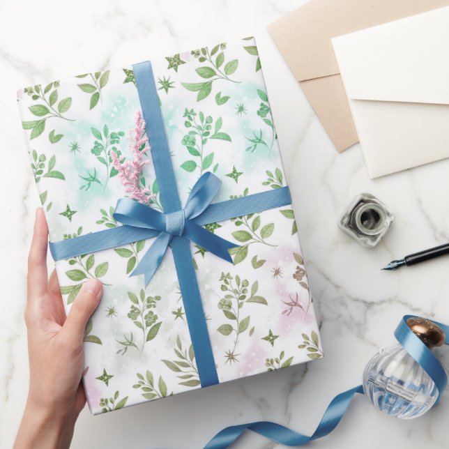 Papel De Presente Padrão de Arco-Íris Ombre Glitter Pastel (Presentear)