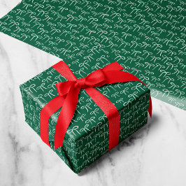 Papel De Presente Padrão de Arcos Simples Branco e Verde