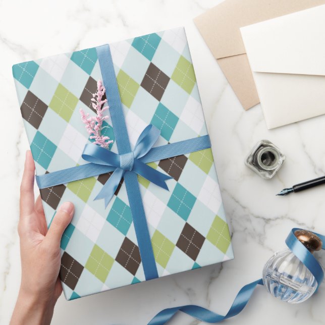 Papel De Presente Padrão de argila verde retrô e turquesa (Presentear)